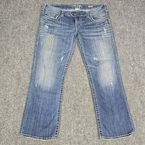 Silver Jeans Tuesday Capri Womens W32 Light Wash Distressed Denim Jeans